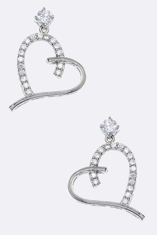 Dangling Heart CZ Earrings - Fuzzys Fashion USA