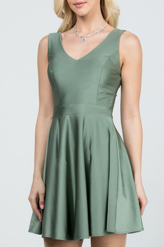 Sleeveless Dalia fit and flared tricot dress - Fuzzys Fashion USA