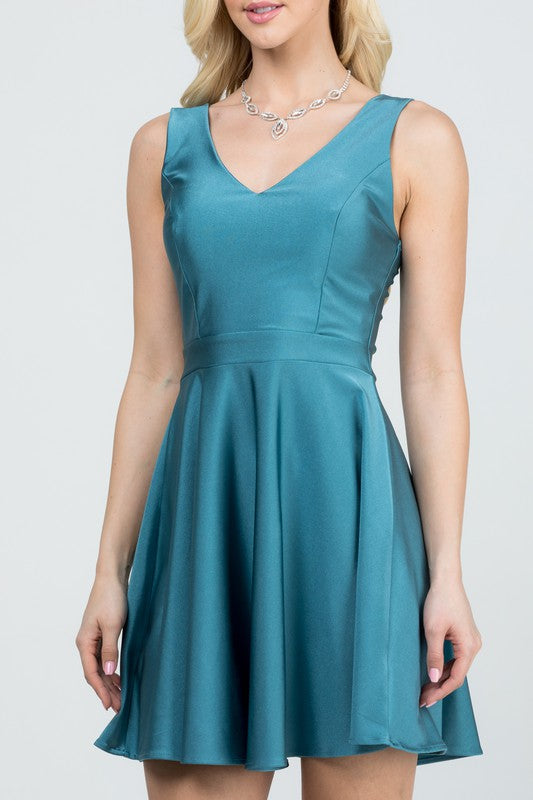 Sleeveless Dalia fit and flared tricot dress - Fuzzys Fashion USA