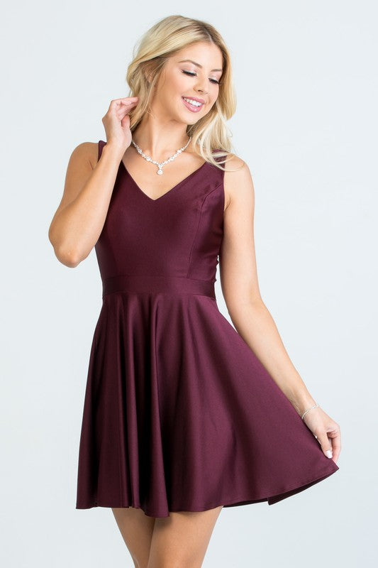 Sleeveless Dalia fit and flared tricot dress - Fuzzys Fashion USA