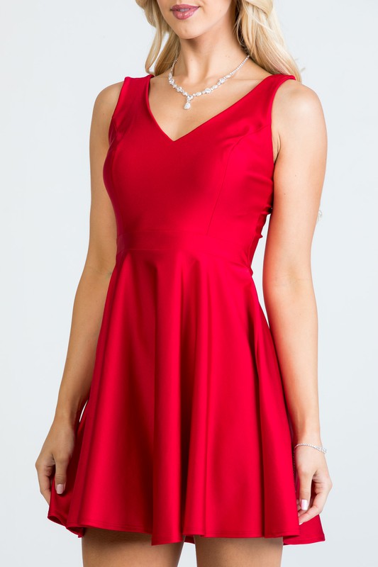 Sleeveless Dalia fit and flared tricot dress - Fuzzys Fashion USA