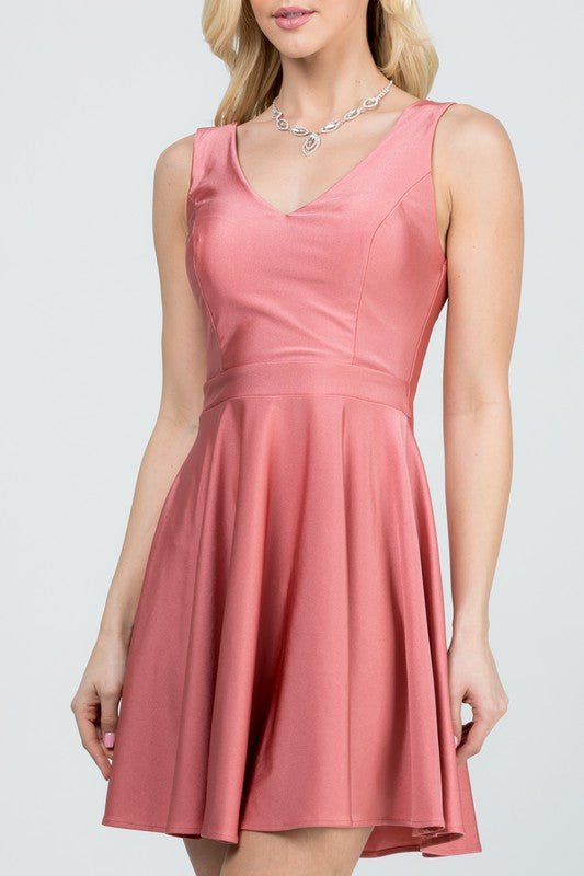 Sleeveless Dalia fit and flared tricot dress - Fuzzys Fashion USA
