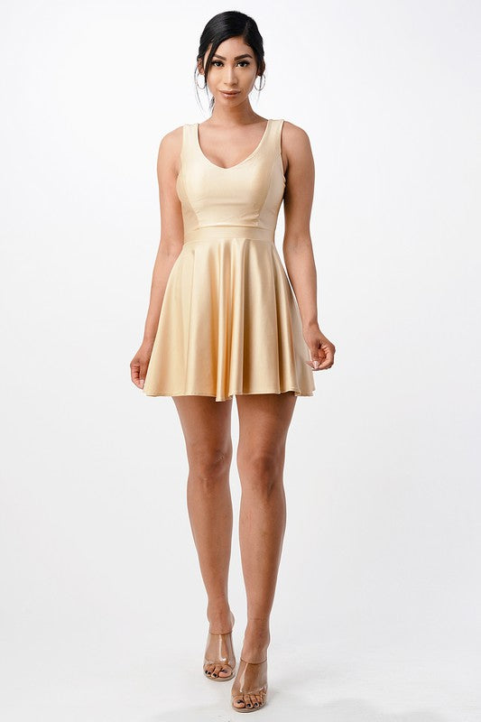 Sleeveless Dalia fit and flared tricot dress - Fuzzys Fashion USA