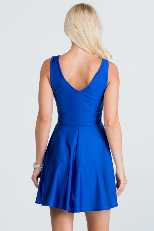 Sleeveless Dalia fit and flared tricot dress - Fuzzys Fashion USA