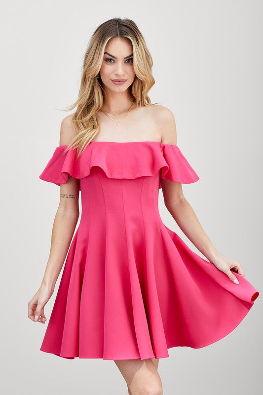 A Line Ruffle Dress - Fuzzys Fashion USA