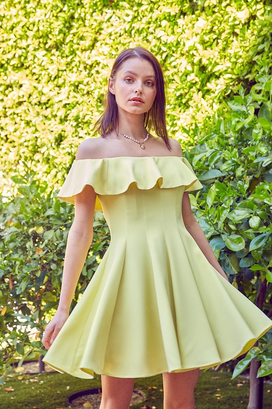A Line Ruffle Dress - Fuzzys Fashion USA