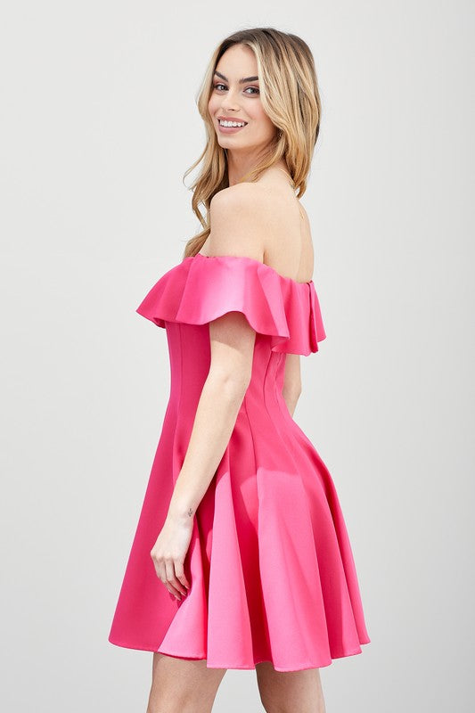 A Line Ruffle Dress - Fuzzys Fashion USA