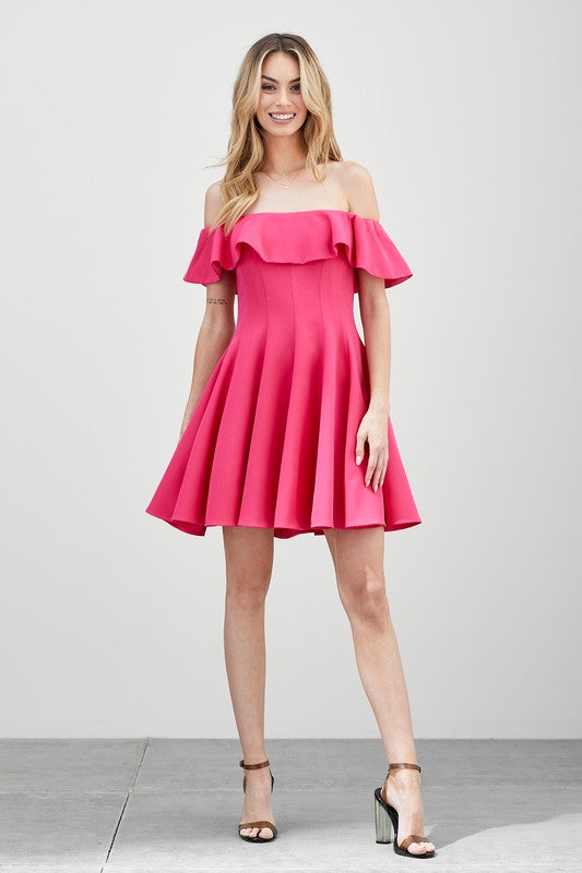 A Line Ruffle Dress - Fuzzys Fashion USA
