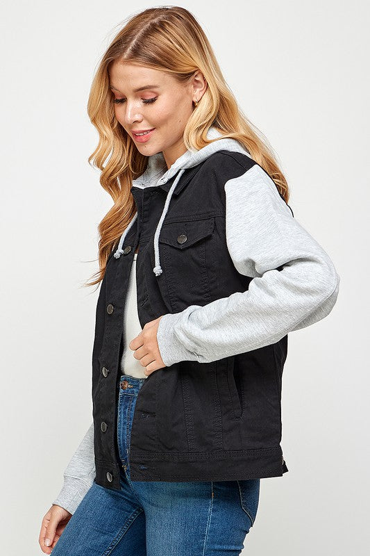 Women's Denim Jacket with Fleece Hoodies - Fuzzys Fashion USA
