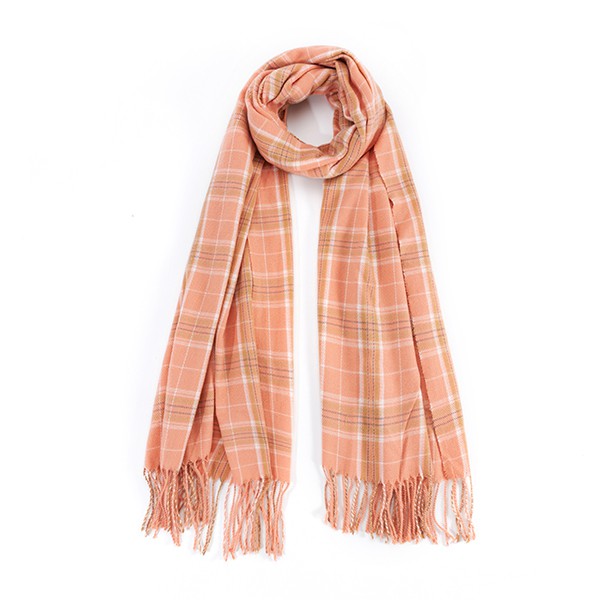 STRIPED PLAID FRINGED SCARF - Fuzzys Fashion USA