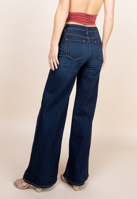 Western Wide leg jeans, baggy denim pants - Fuzzys Fashion USA