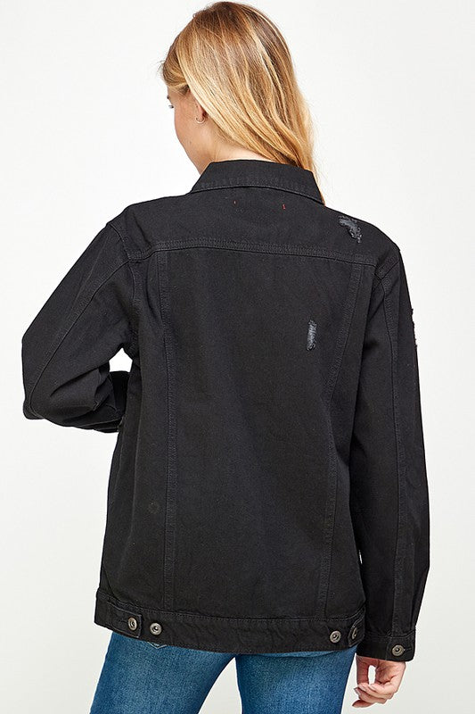 Women's Denim Jacket with Fleece Hoodies - Fuzzys Fashion USA