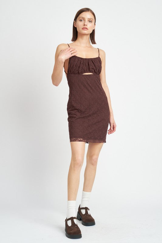 SPAGHETTI STRAP RUCHED BUST MINI DRESS - Fuzzys Fashion USA