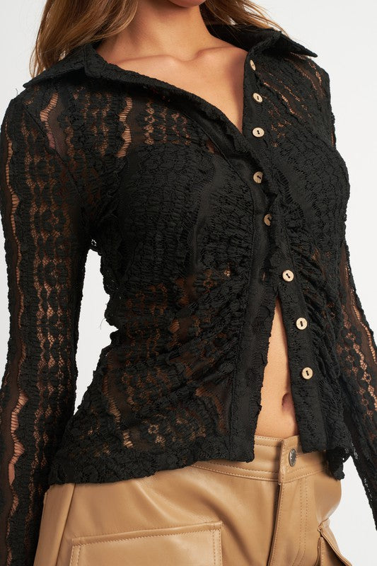 BELL SLEEVE LACE TOP - Fuzzys Fashion USA