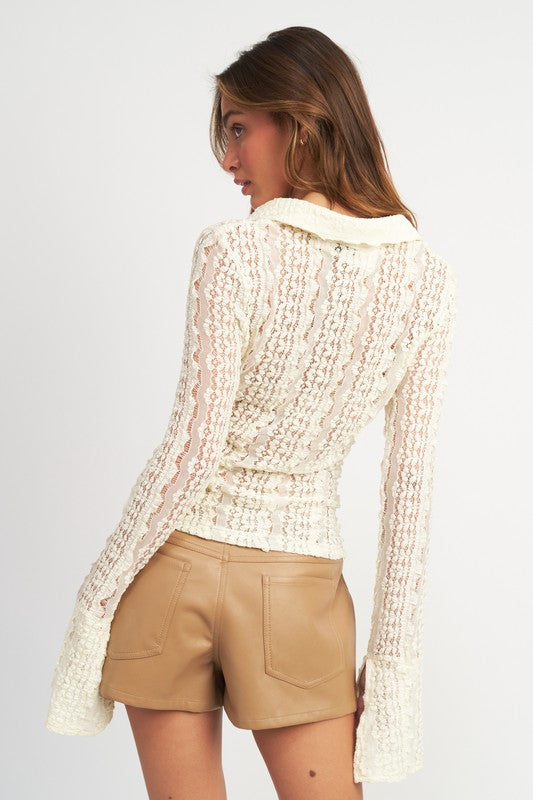 BELL SLEEVE LACE TOP - Fuzzys Fashion USA