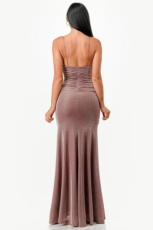 Sparking cowl neck long dress - Fuzzys Fashion USA