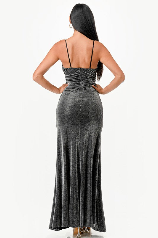 Sparking cowl neck long dress - Fuzzys Fashion USA