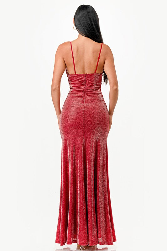 Sparking cowl neck long dress - Fuzzys Fashion USA