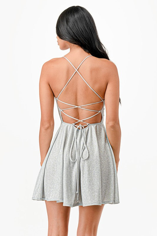 Glittered Flare Dress - Fuzzys Fashion USA