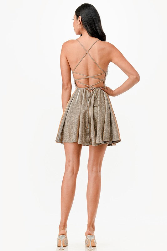 Glittered Flare Dress - Fuzzys Fashion USA