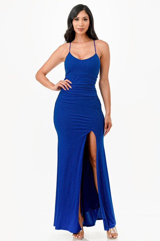 Glittered Back lace up Dress - Fuzzys Fashion USA