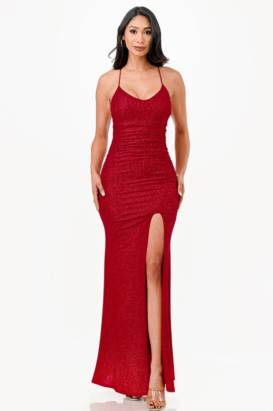 Glittered Back lace up Dress - Fuzzys Fashion USA