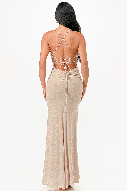 Glittered Back lace up Dress - Fuzzys Fashion USA
