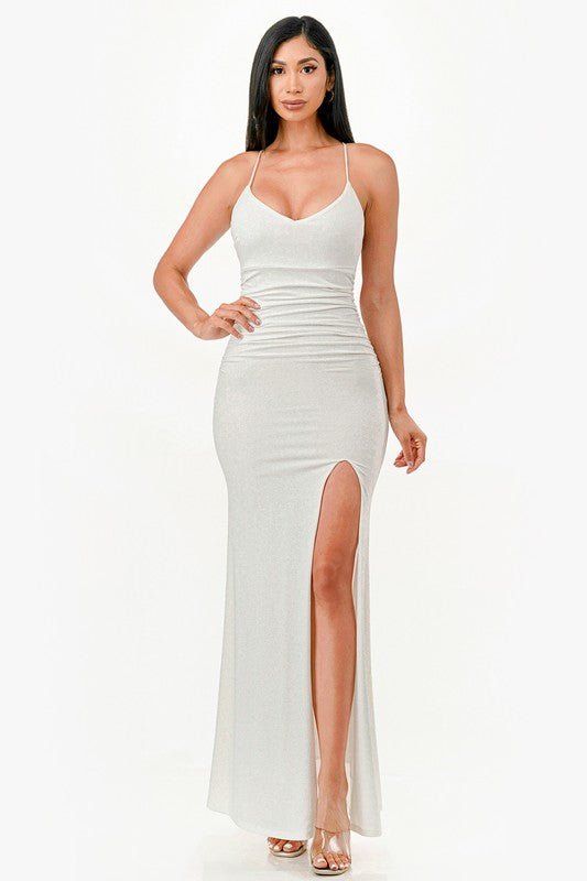 Glittered Back lace up Dress - Fuzzys Fashion USA