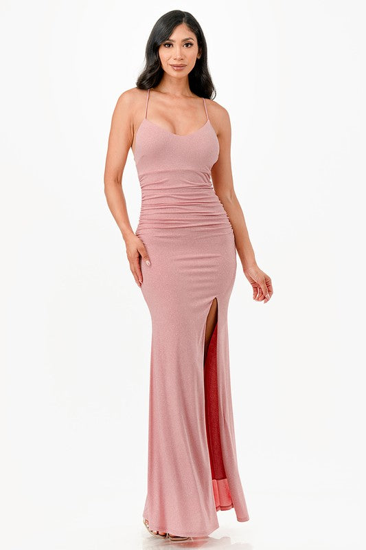 Glittered Back lace up Dress - Fuzzys Fashion USA