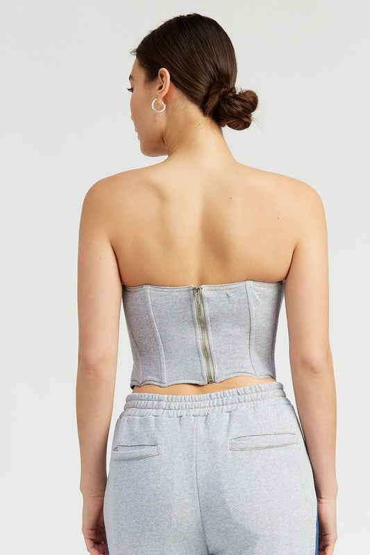 MIXED MEDIA BUSTIER TOP - Fuzzys Fashion USA
