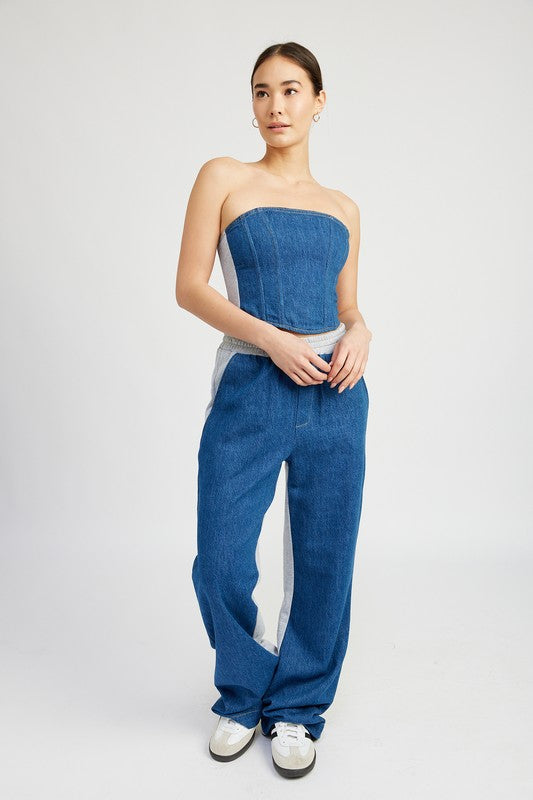 MIXED MEDIA BUSTIER TOP - Fuzzys Fashion USA