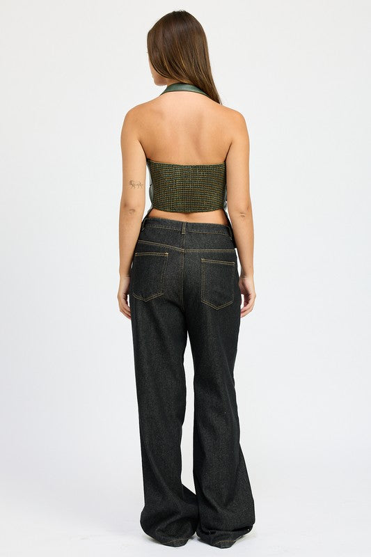 FLEECE LINED DENIM PANTS - Fuzzys Fashion USA