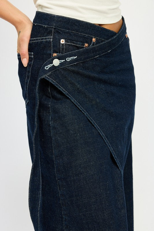 WRAPPED MAXI DENIM SKIRT - Fuzzys Fashion USA