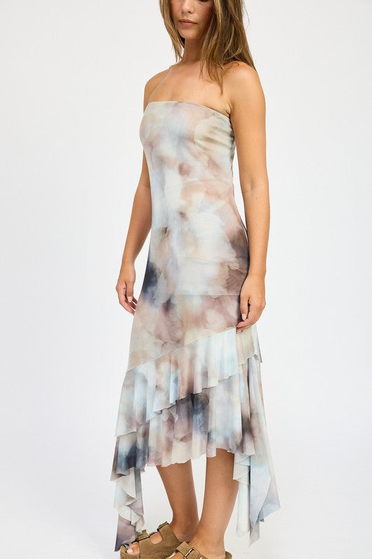 RUFFLED ASYMMETRICAL TUBE DRESS - Fuzzys Fashion USA
