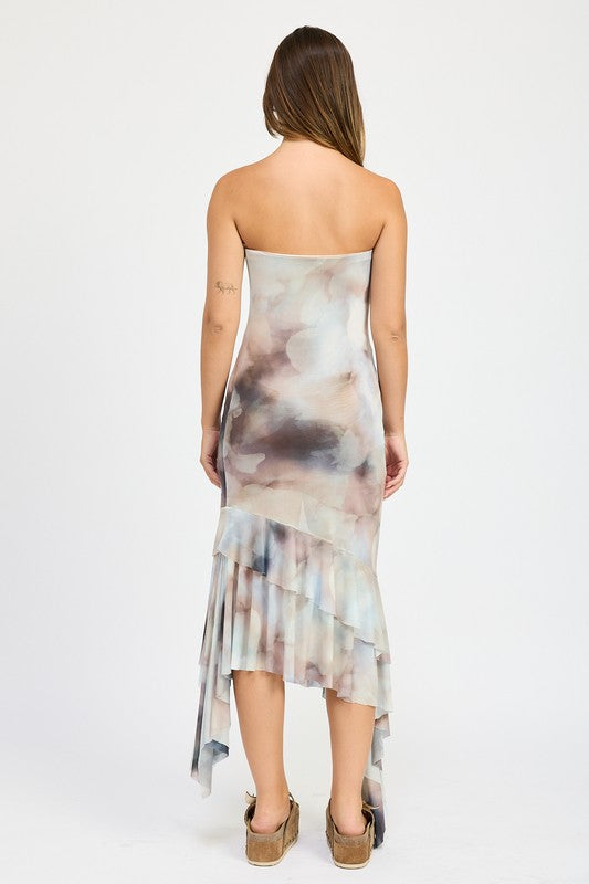 RUFFLED ASYMMETRICAL TUBE DRESS - Fuzzys Fashion USA