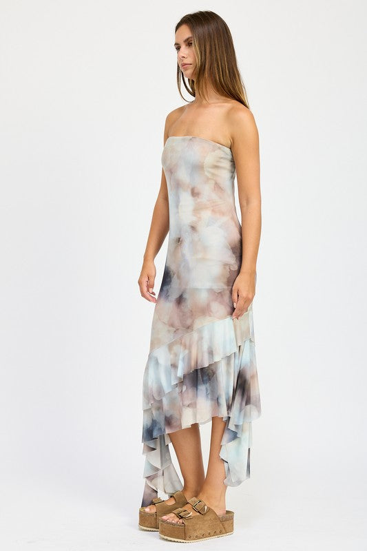 RUFFLED ASYMMETRICAL TUBE DRESS - Fuzzys Fashion USA