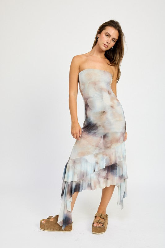 RUFFLED ASYMMETRICAL TUBE DRESS - Fuzzys Fashion USA