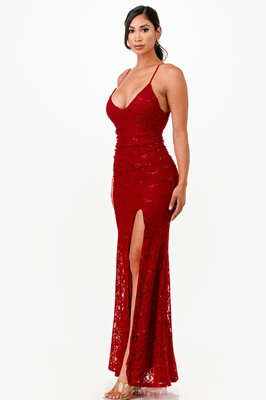 Open Back Lace Mermaid Dress - Fuzzys Fashion USA