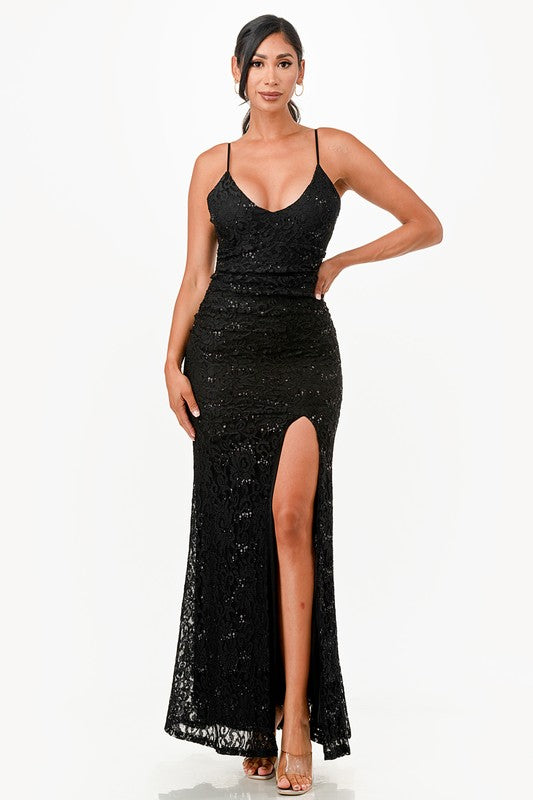 Open Back Lace Mermaid Dress - Fuzzys Fashion USA