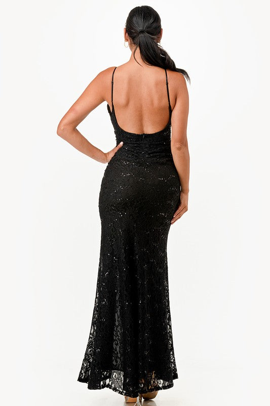 Open Back Lace Mermaid Dress - Fuzzys Fashion USA