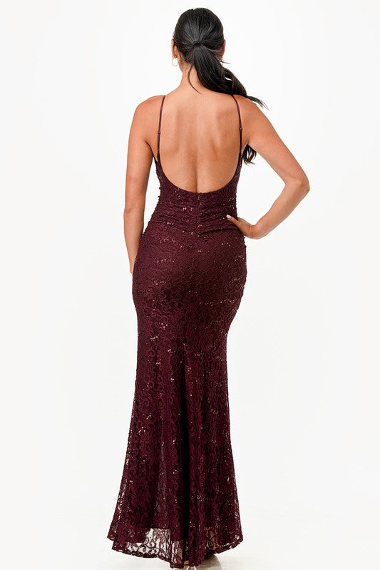Open Back Lace Mermaid Dress - Fuzzys Fashion USA