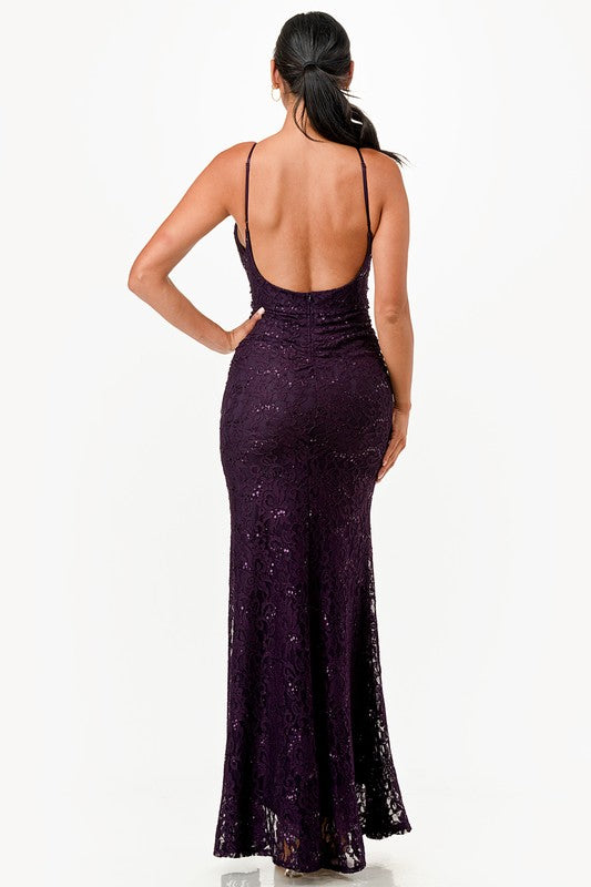 Open Back Lace Mermaid Dress - Fuzzys Fashion USA