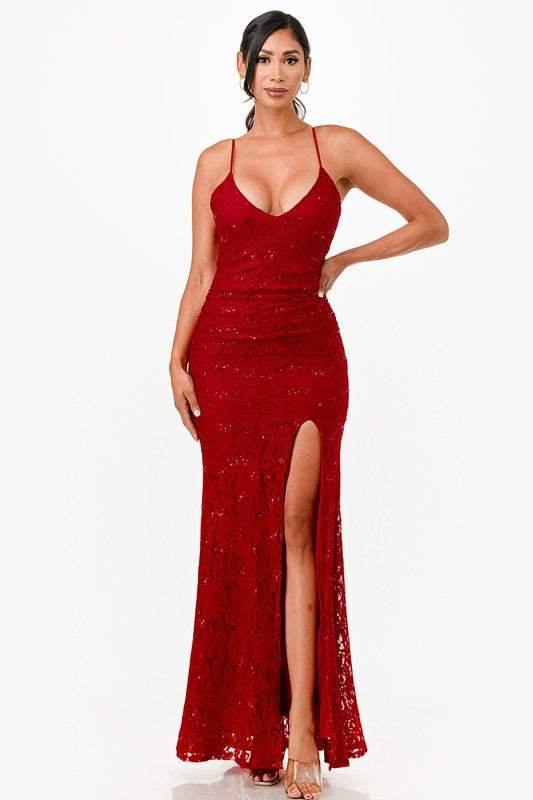 Open Back Lace Mermaid Dress - Fuzzys Fashion USA
