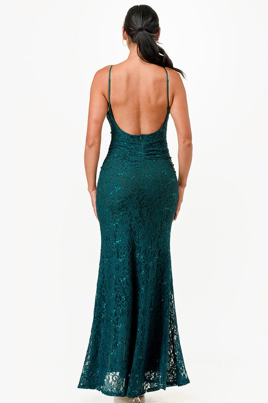 Open Back Lace Mermaid Dress - Fuzzys Fashion USA