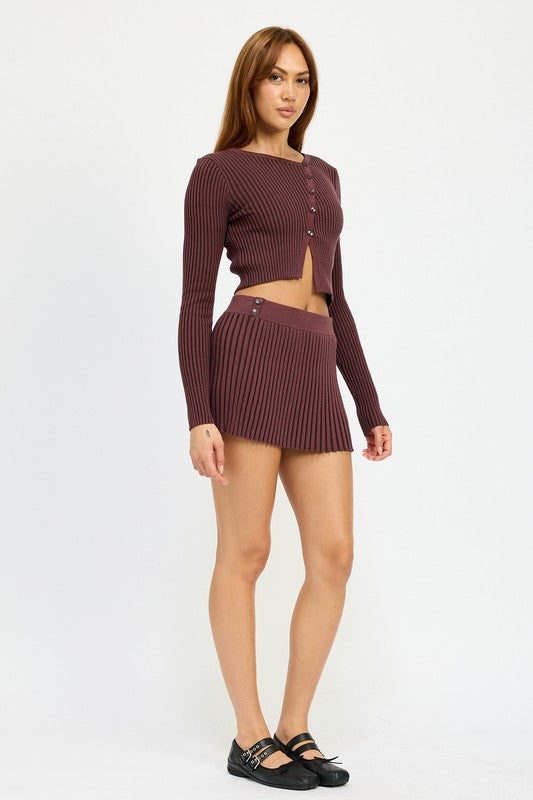 RIBBED ASYMMETRICAL CARDIGAN TOP - Fuzzys Fashion USA