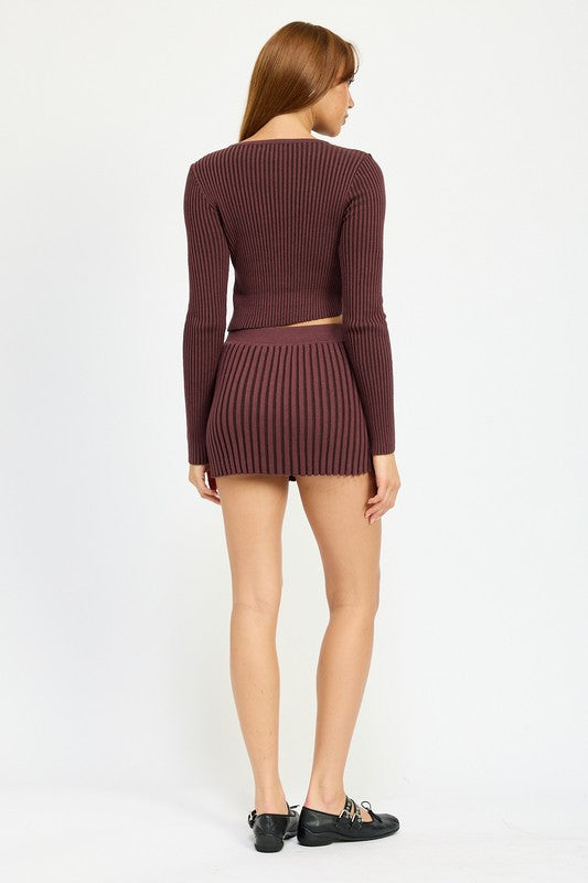RIBBED ASYMMETRICAL CARDIGAN TOP - Fuzzys Fashion USA