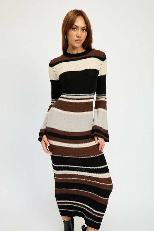 STRIPE MAXI BODYCON DRESS - Fuzzys Fashion USA