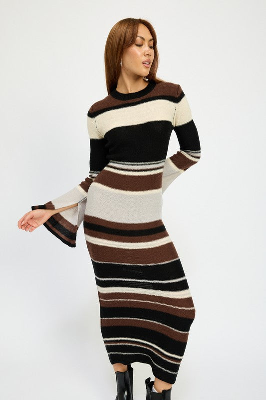 STRIPE MAXI BODYCON DRESS - Fuzzys Fashion USA