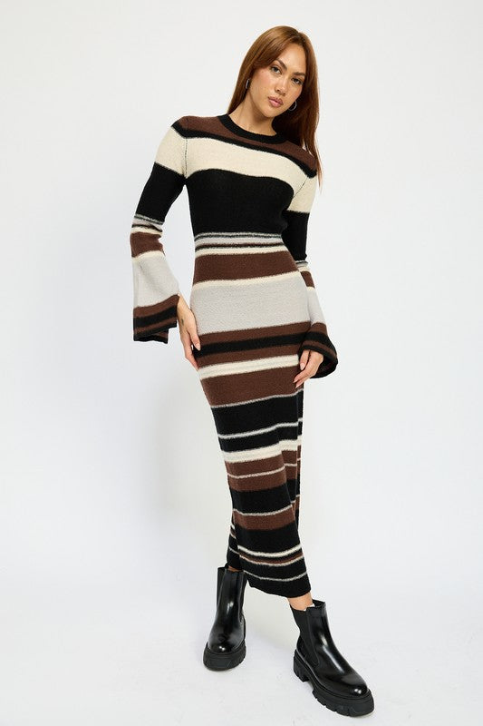 STRIPE MAXI BODYCON DRESS - Fuzzys Fashion USA