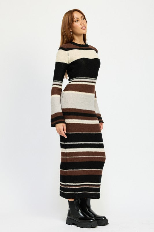 STRIPE MAXI BODYCON DRESS - Fuzzys Fashion USA